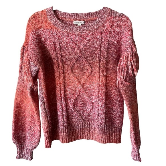 FRYE AND CO. Sweaters - Frye & Co Pink Ombré Knit Tassel Sweater Spacedyed Size Small NWT